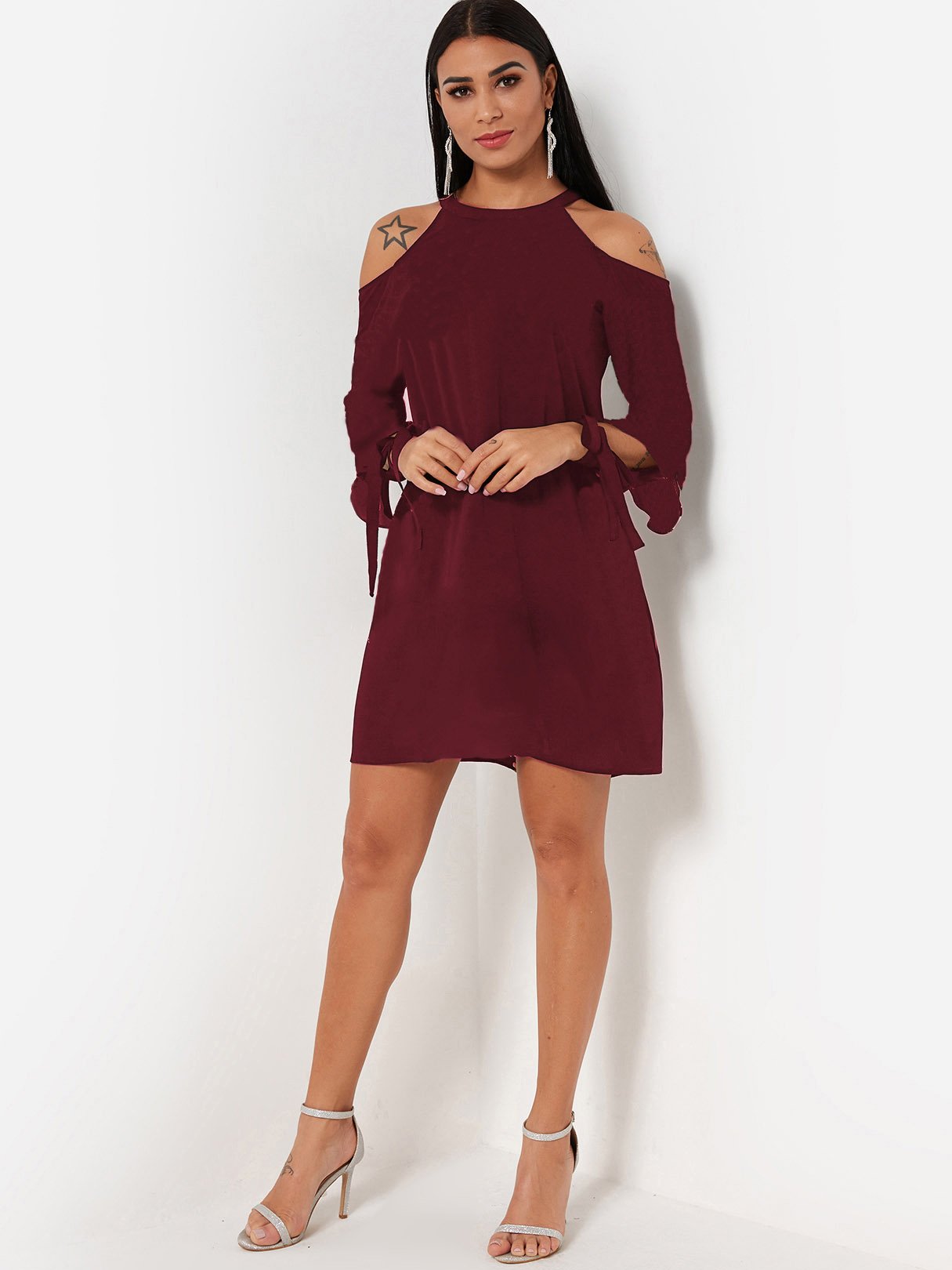 OEM Ladies Burgundy Casual Dresses