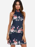 OEM Ladies Navy Floral Dresses