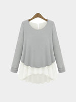 Wholesale Button Back Round Neck Long Sleeves Blouse