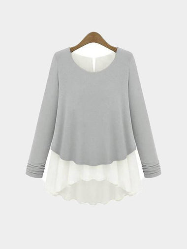 Wholesale Button Back Round Neck Long Sleeves Blouse