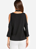 NEW FEELING Womens Black Blouses