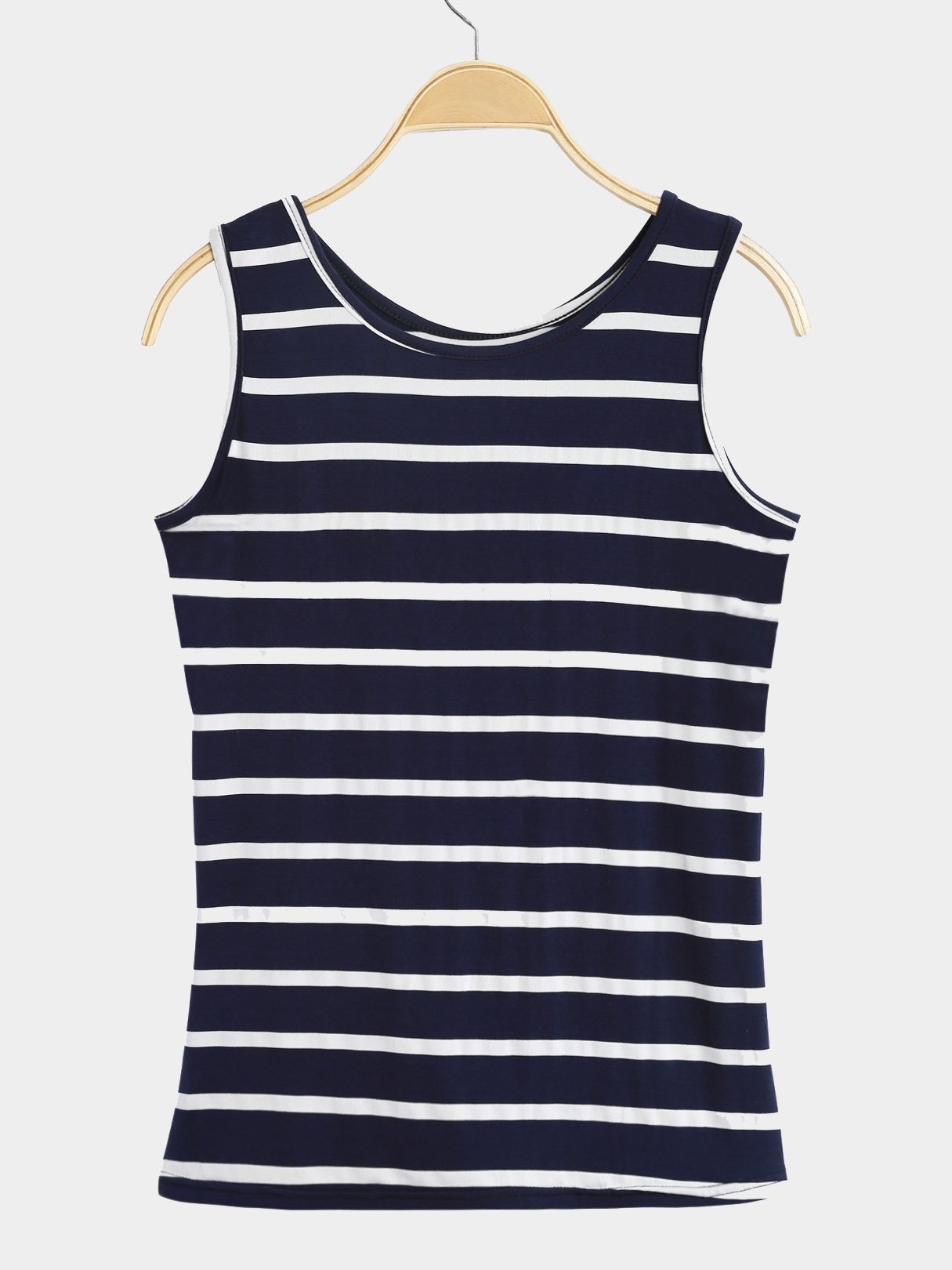 Wholesale Round Neck Stripe Sleeveless T-Shirts