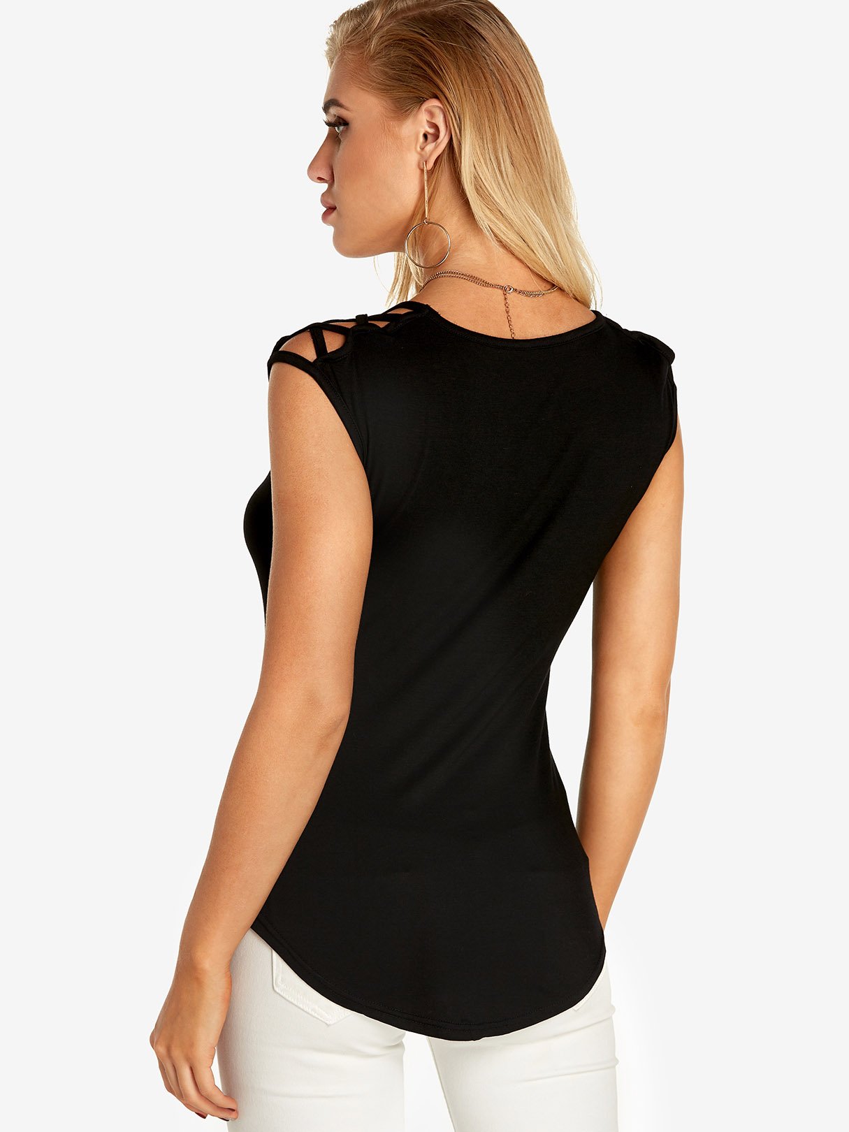 NEW FEELING Womens Black T-Shirts