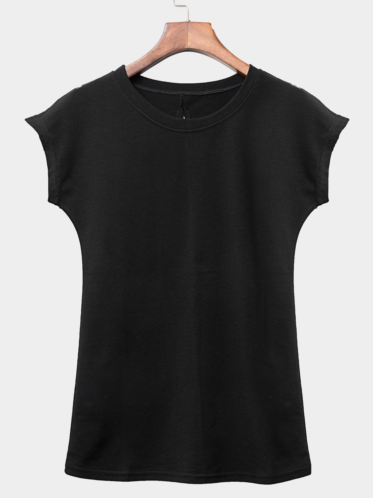 Wholesale Round Neck Sleeveless Black Tee
