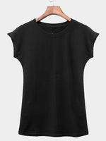Wholesale Round Neck Sleeveless Black Tee