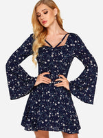 NEW FEELING Womens Navy Floral Dresses