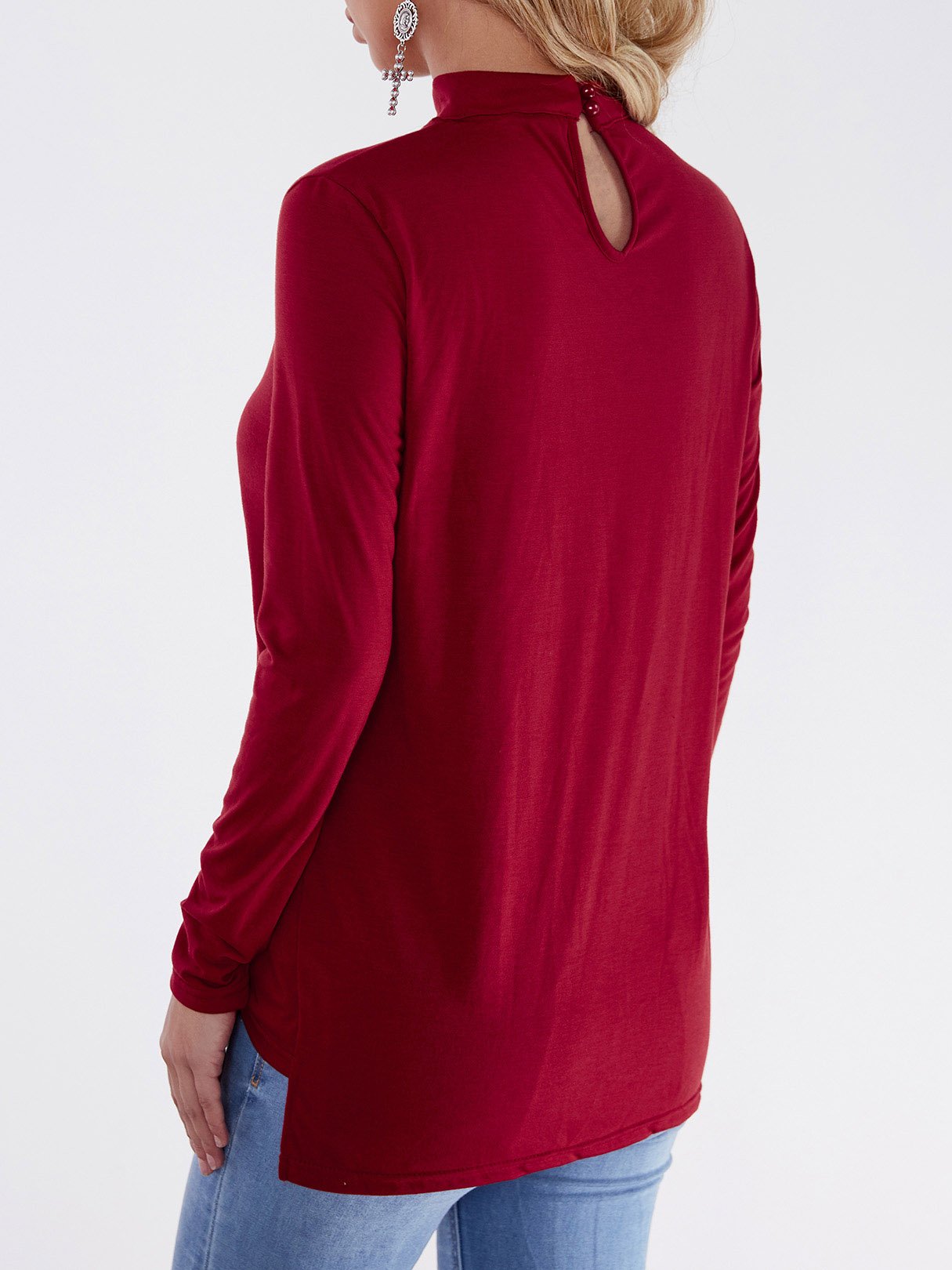NEW FEELING Womens Burgundy T-Shirts