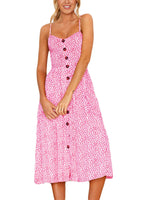 Wholesale V-Neck Sleeveless Floral Print Backless Spaghetti Strap Dresses