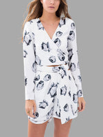 Wholesale V-Neck Floral Print Long Sleeve Rose Top
