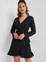 NEW FEELING Womens Black V-Neck Dresses
