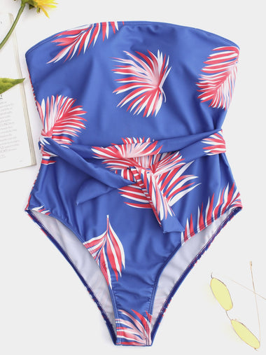 Wholesale Blue Off The Shoulder One-Pieces Swimwears