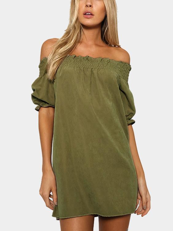 OEM ODM Womens Army Green Mini Dresses