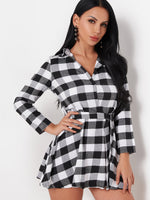 OEM ODM Womens Grid Mini Dresses