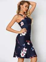 OEM Ladies Navy Floral Dresses
