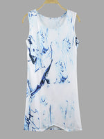 Wholesale Round Neck Sleeveless Fantasy Colour Irregular Hem Mini Dress