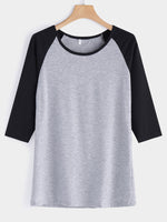 Wholesale Crew Neck Plain 3/4 Sleeve T-Shirts