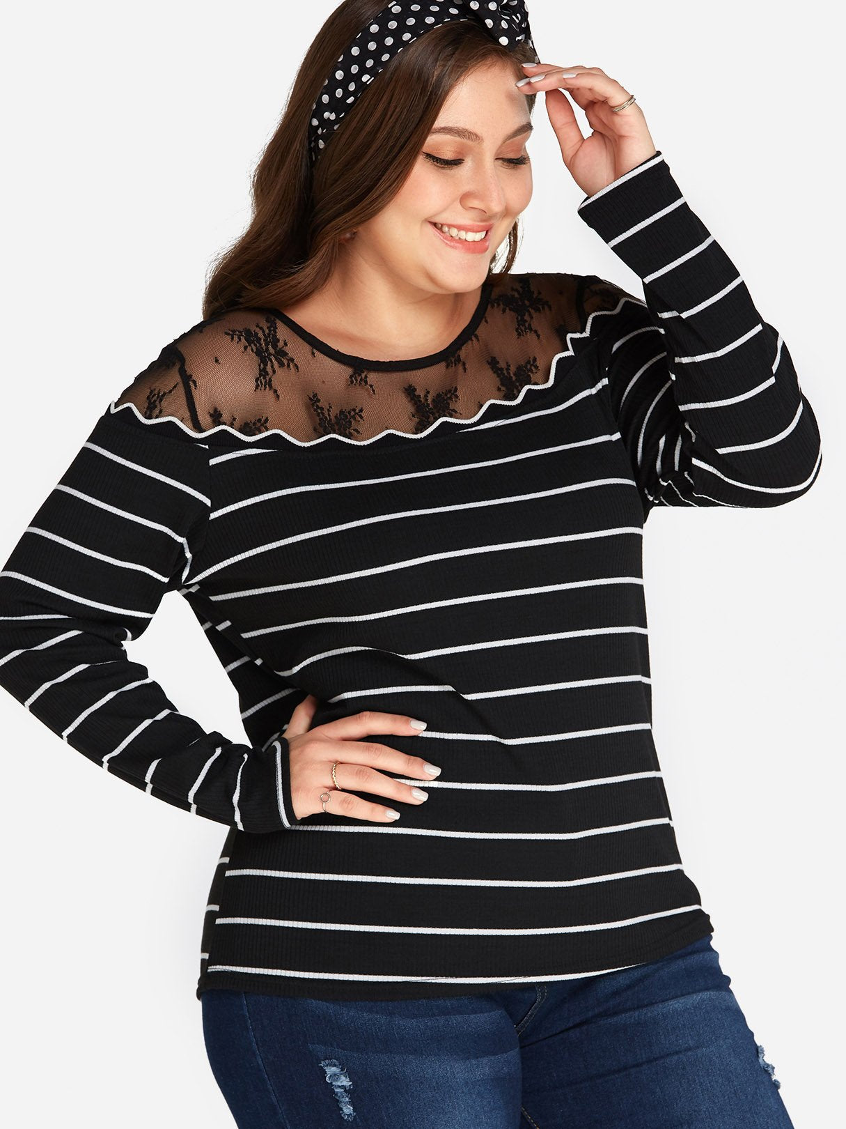 OEM Ladies Striped Plus Size Tops