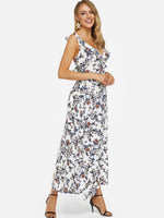 OEM ODM Navy Blue Floral Dress With Sleeves