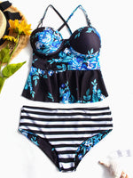 Wholesale V-Neck Floral Print One-Pieces Swimsuits