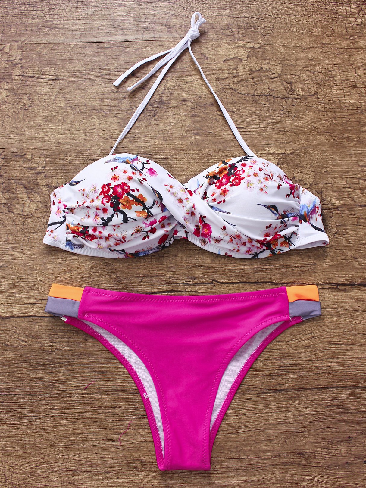 Custom Pink And White Bikinis