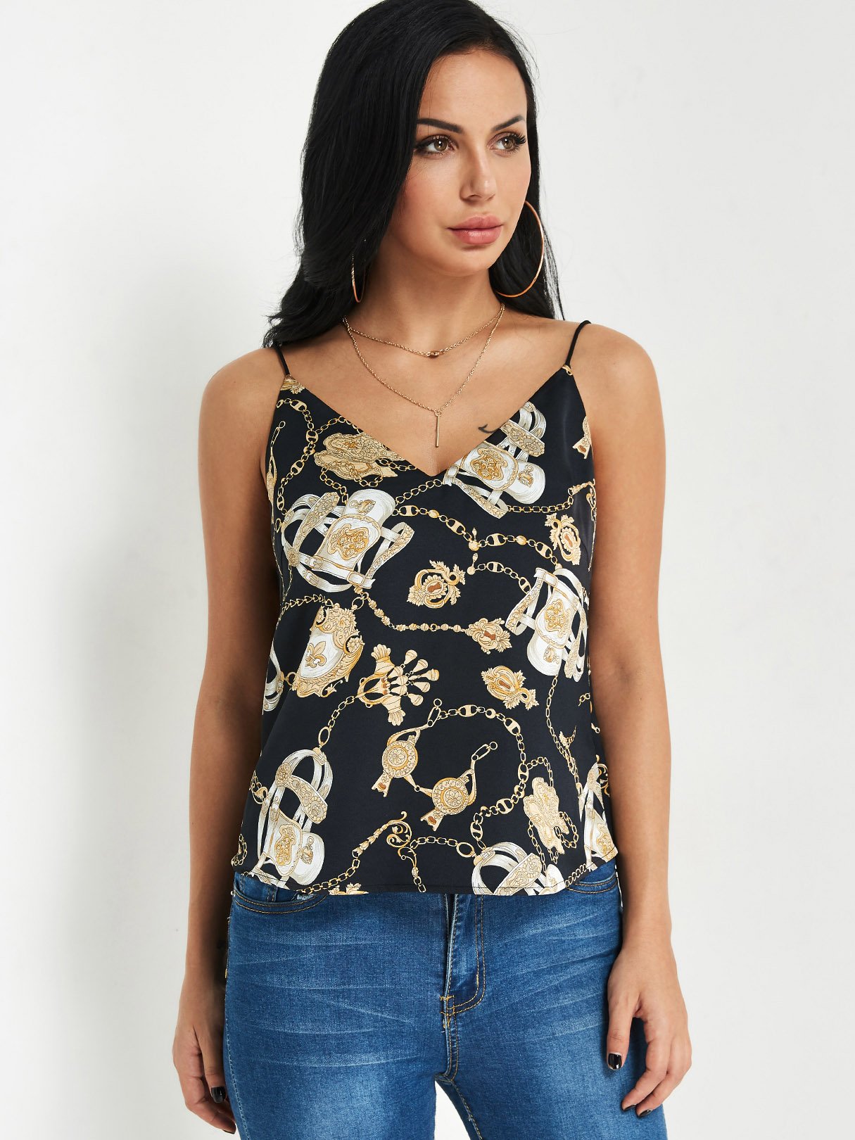 Wholesale V-Neck Sleeveless Black Camis