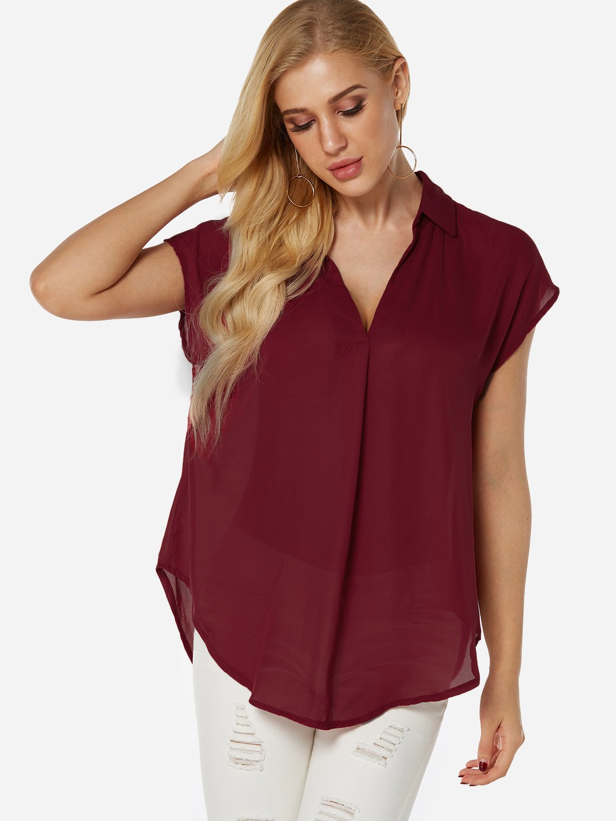 ODM Ladies Short Sleeve Blouses