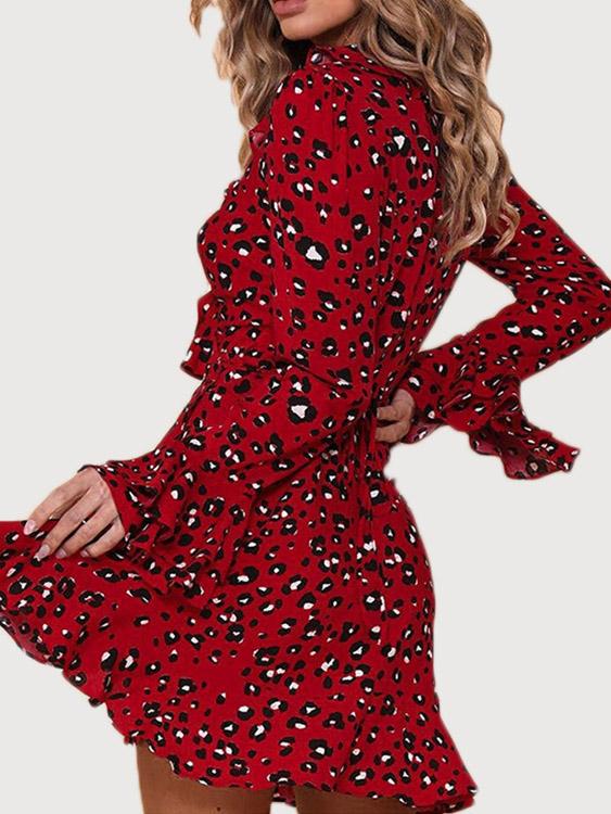 NEW FEELING Womens Red V-Neck Dresses