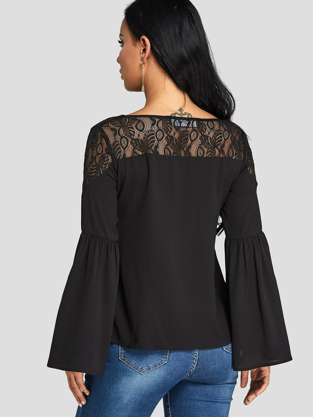 NEW FEELING Womens Black Blouses