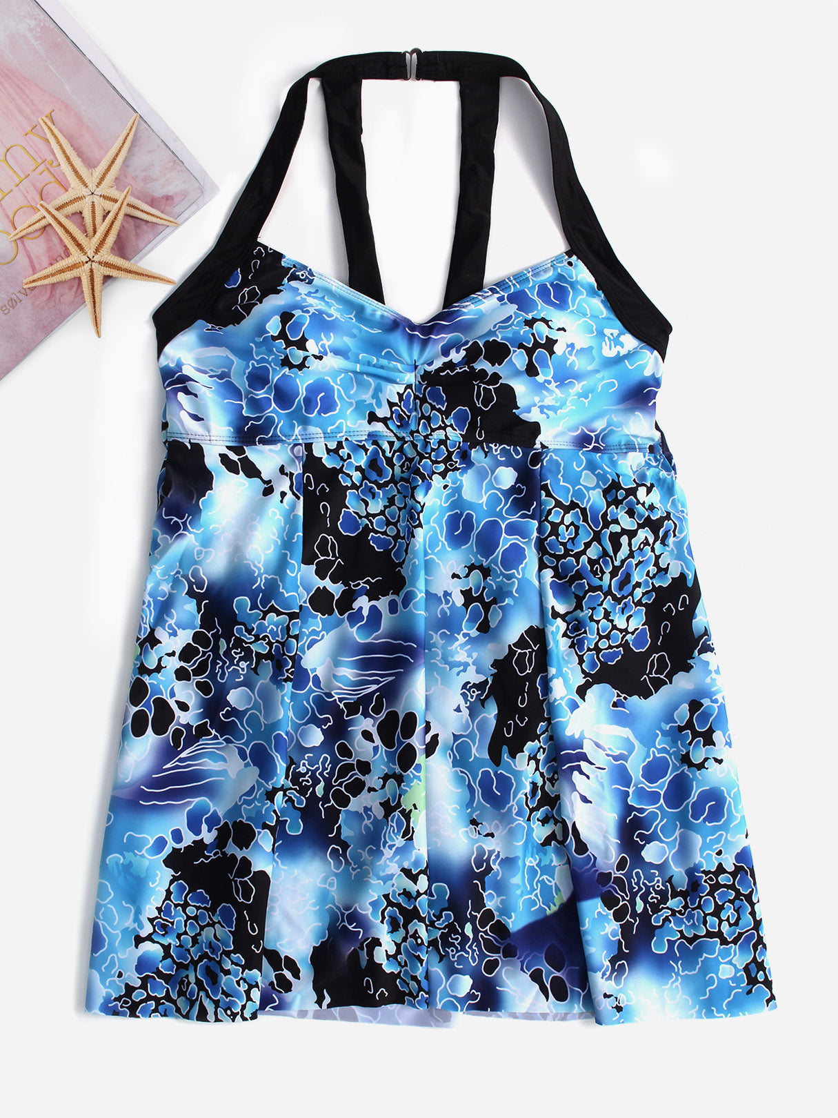 Wholesale V-Neck Sleeveless Flounced Hem Plus Size Swimwear