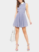Wholesale Grey Pinstripes Collar Mini Dress