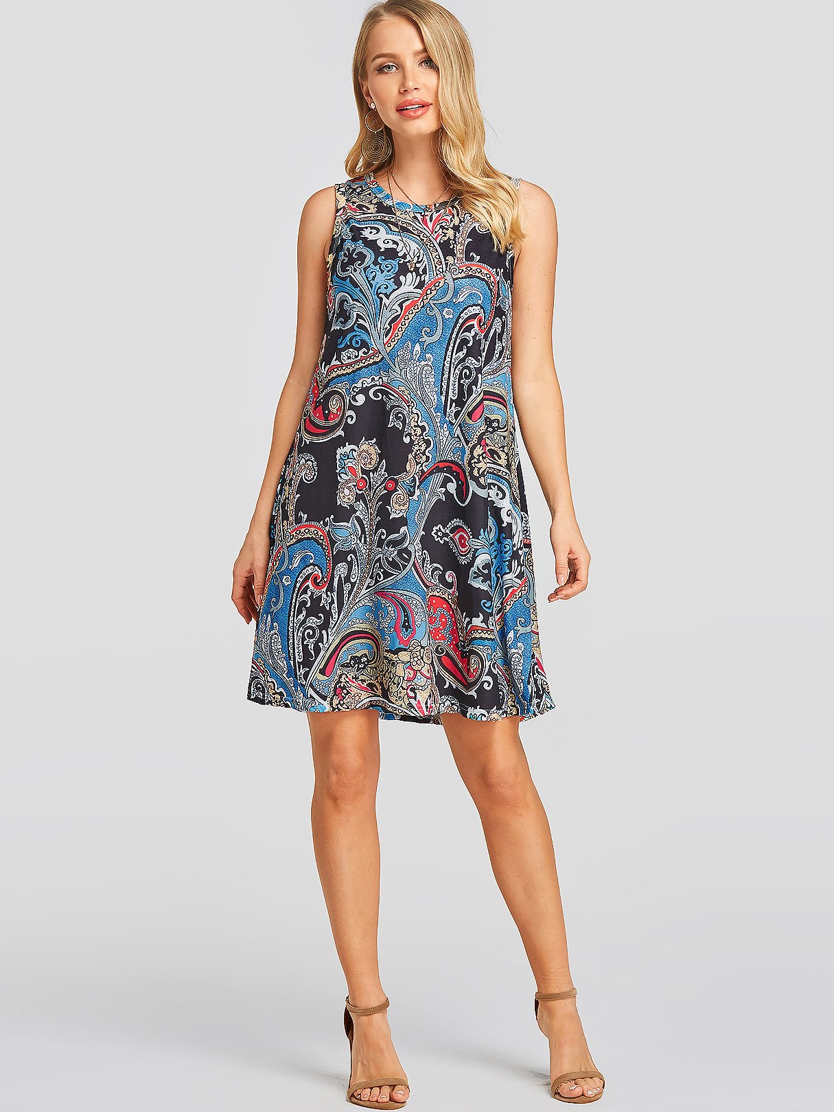 NEW FEELING Womens Sky Blue Casual Dresses