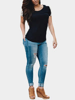 NEW FEELING Womens Black T-Shirts