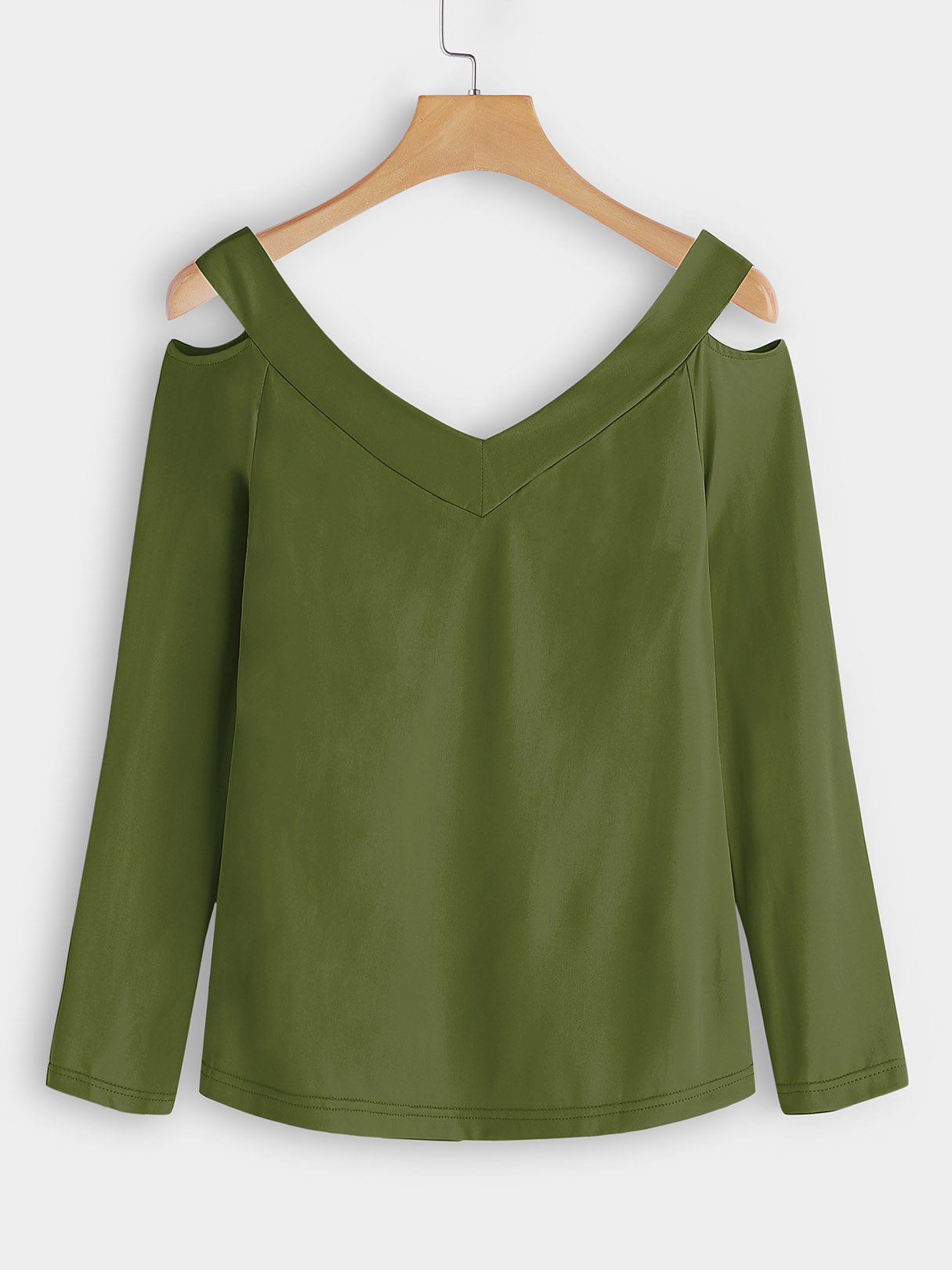 NEW FEELING Womens Army Green T-Shirts