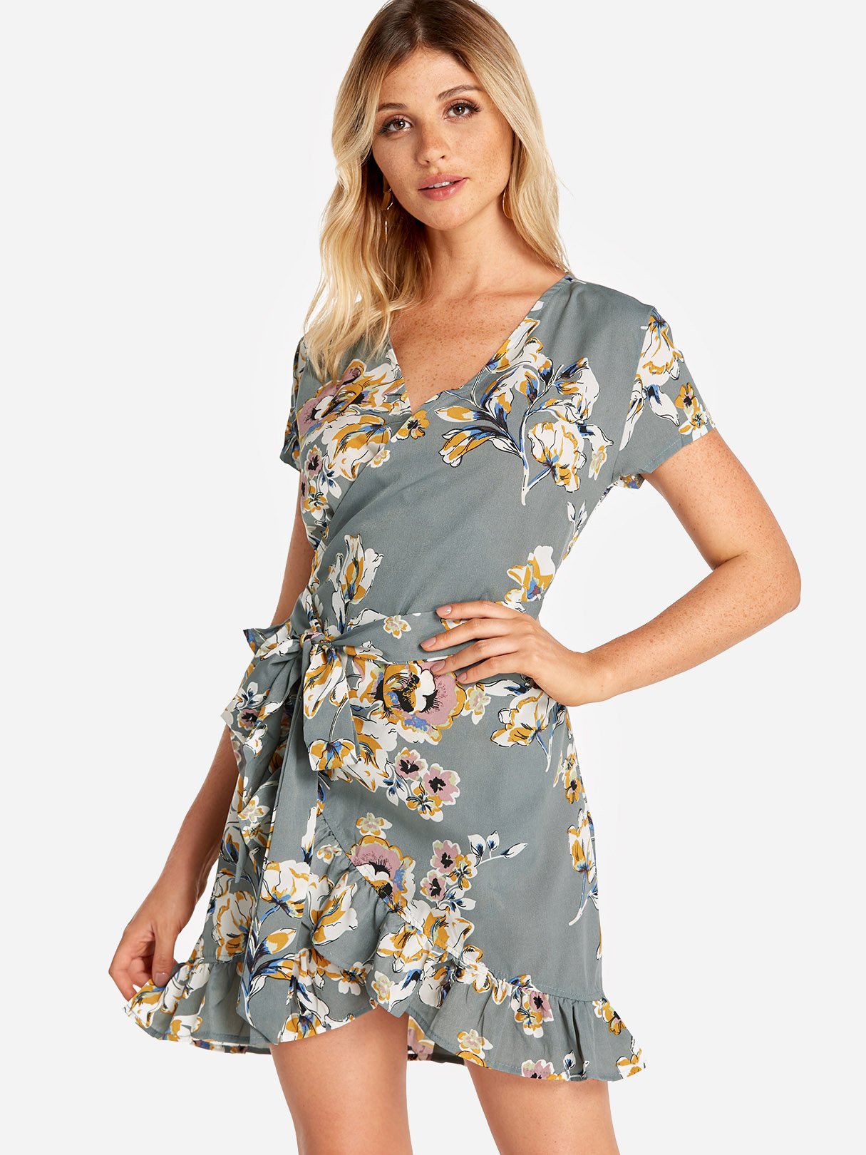 Custom Womens Floral Print Mini Dress
