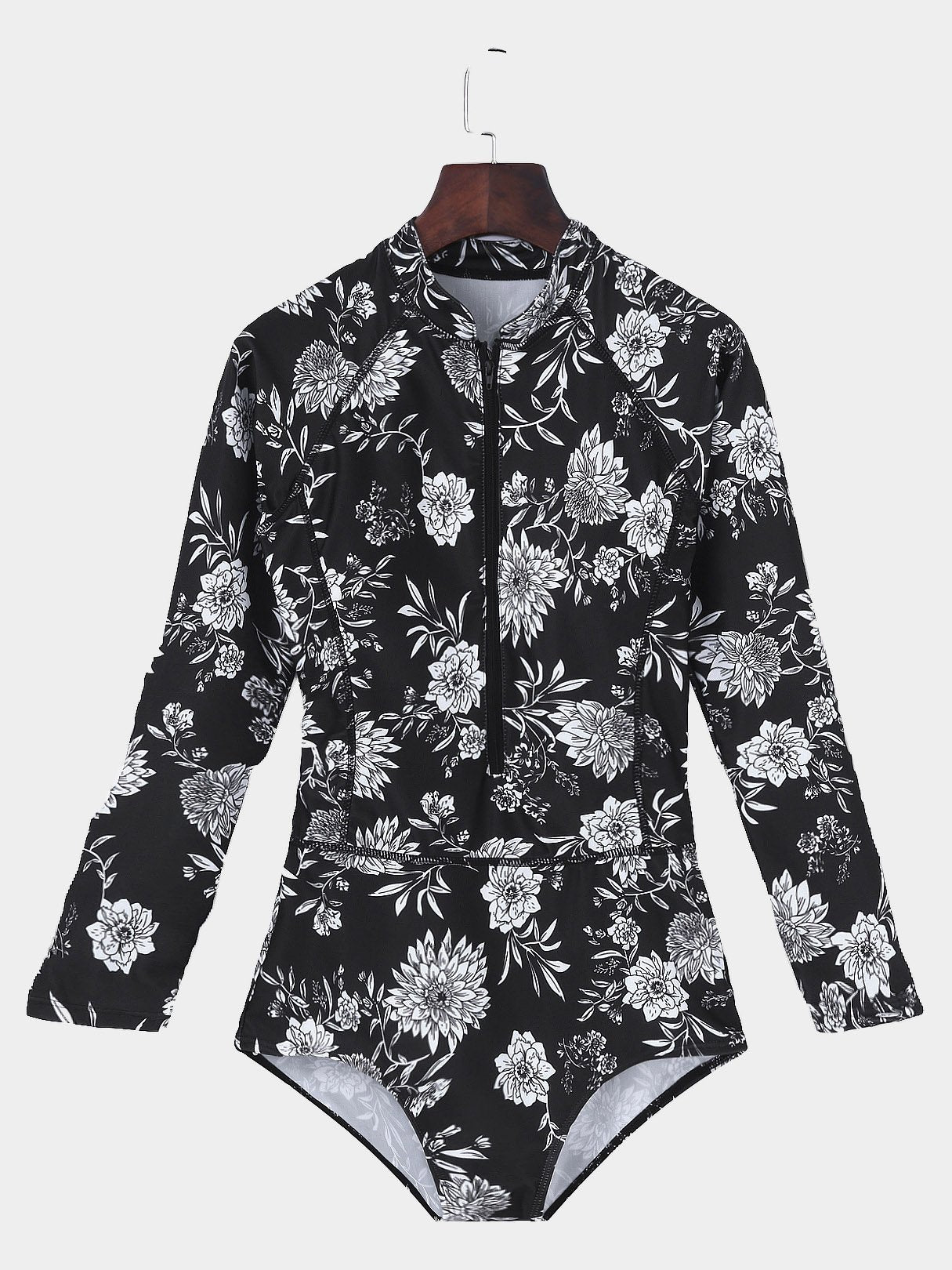 Wholesale Round Neck Long Sleeve Floral Printed One-Pieces