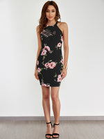 Custom Womens Floral Print Mini Dresses
