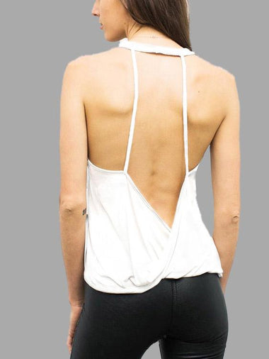 Wholesale Round Neck Plain Backless Sleeveless White Tank Top