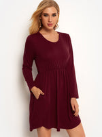 OEM Ladies Burgundy Casual Dresses