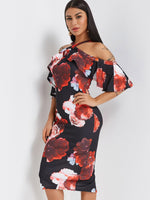 OEM Ladies Black Floral Dresses