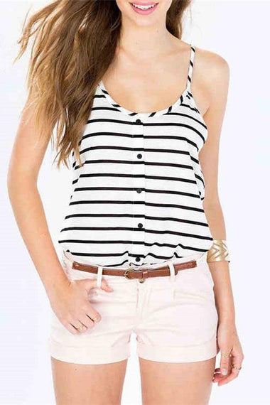 Wholesale Round Neck Stripe Sleeveless Camis