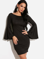 Wholesale Black Off The Shoulder Long Sleeve Bodycon Hem Dresses