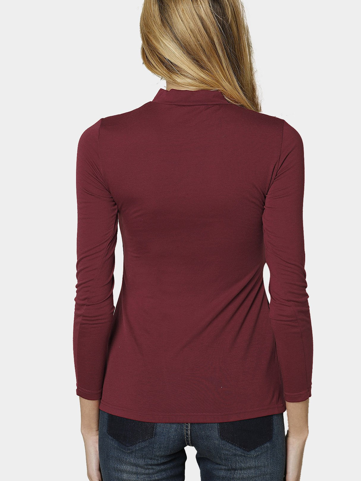 NEW FEELING Womens Burgundy T-Shirts