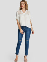 NEW FEELING Womens White Blouses