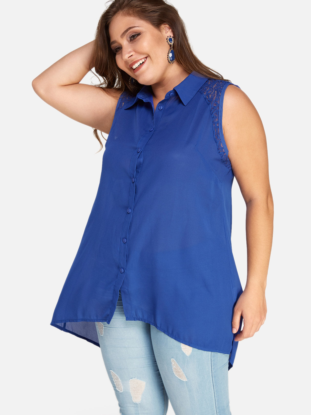 OEM Ladies Blue Plus Size Tops