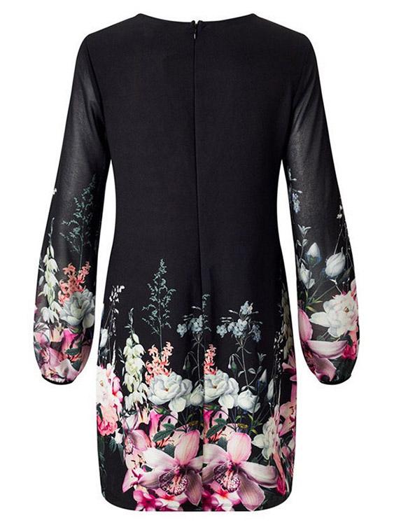 NEW FEELING Womens Black Floral Dresses