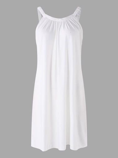 Wholesale Round Neck Sleeveless Plain Spaghetti Strap Mini Dress