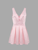 Wholesale Pink Sleeveless Zip Back Ruffle Hem Casual Dress