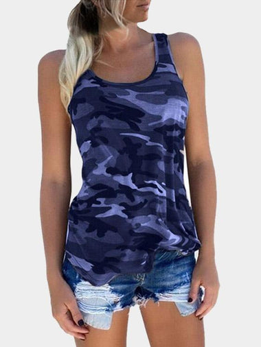 Wholesale Round Neck Camouflage Sleeveless Purple Tank Top