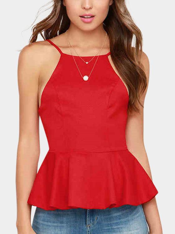 NEW FEELING Womens Red Camis