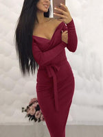 NEW FEELING Womens Burgundy Off The Shoulder Dresses